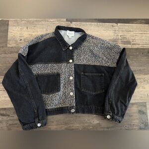 HYFVE Charcoal and Cheetah Jean Jacket